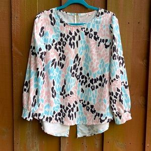 Pastel Leopard Cheetah Print Blouse